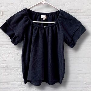 ⭐️ MADEWELL Texture & Thread Black Flutter Sleeve Peasant Blouse Women's XXS